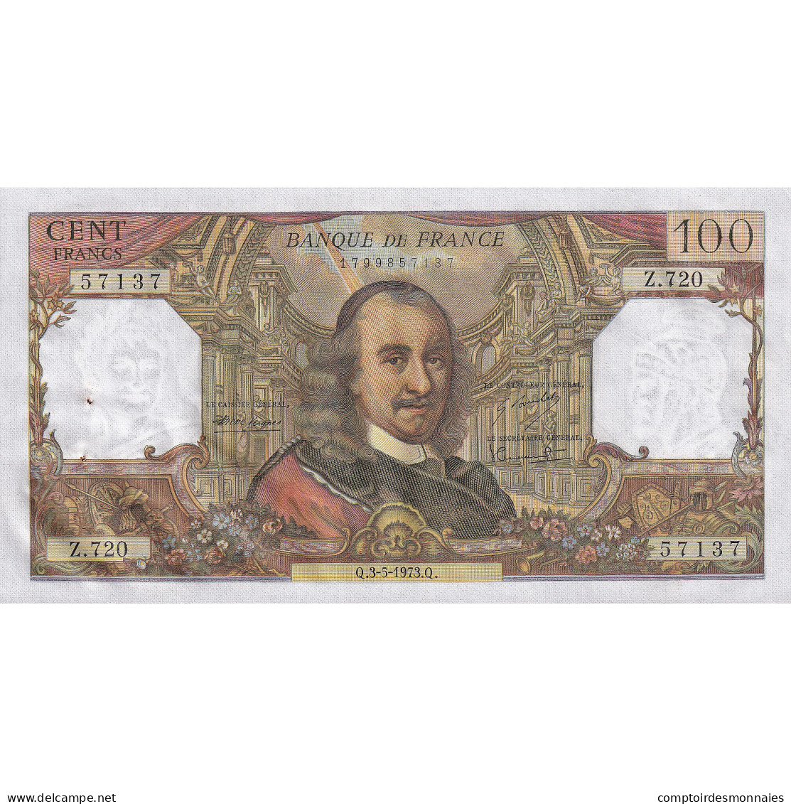 France, 100 Francs, Corneille, 1973, Z.720, TTB+, Fayette:65.42, KM:149d - 100 F 1964-1979 ''Corneille''