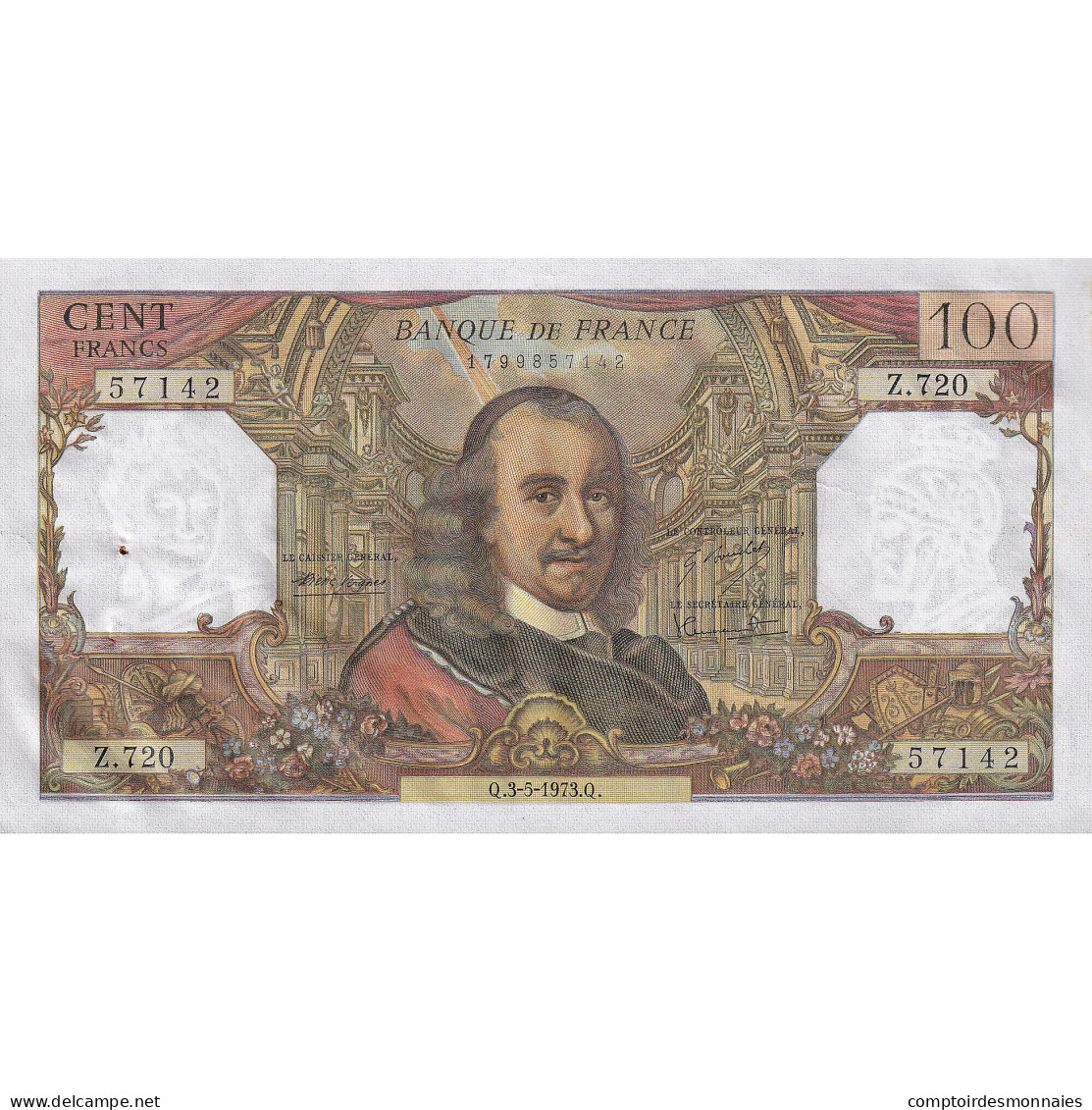 France, 100 Francs, Corneille, 1973, Z.720, TTB+, Fayette:65.42, KM:149d - 100 F 1964-1979 ''Corneille''