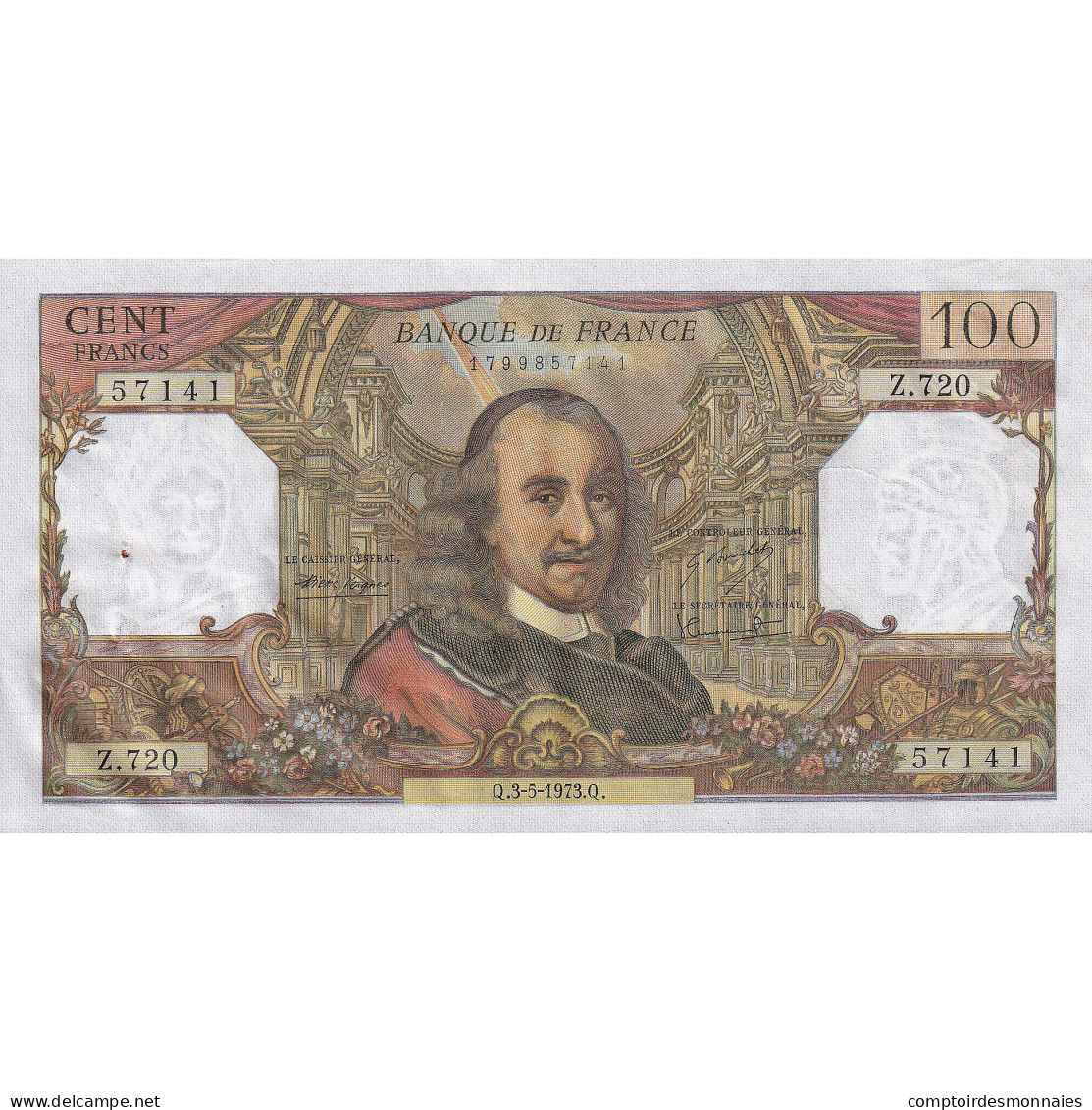 France, 100 Francs, Corneille, 1973, Z.720, TTB+, Fayette:65.42, KM:149d - 100 F 1964-1979 ''Corneille''