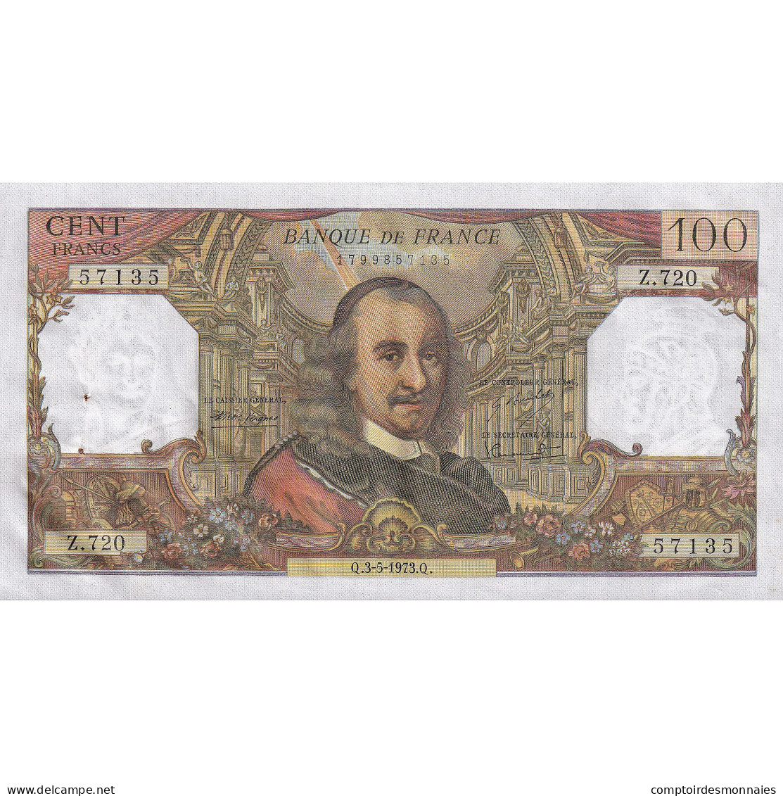 France, 100 Francs, Corneille, 1973, Z.720, TTB+, Fayette:65.42, KM:149d - 100 F 1964-1979 ''Corneille''