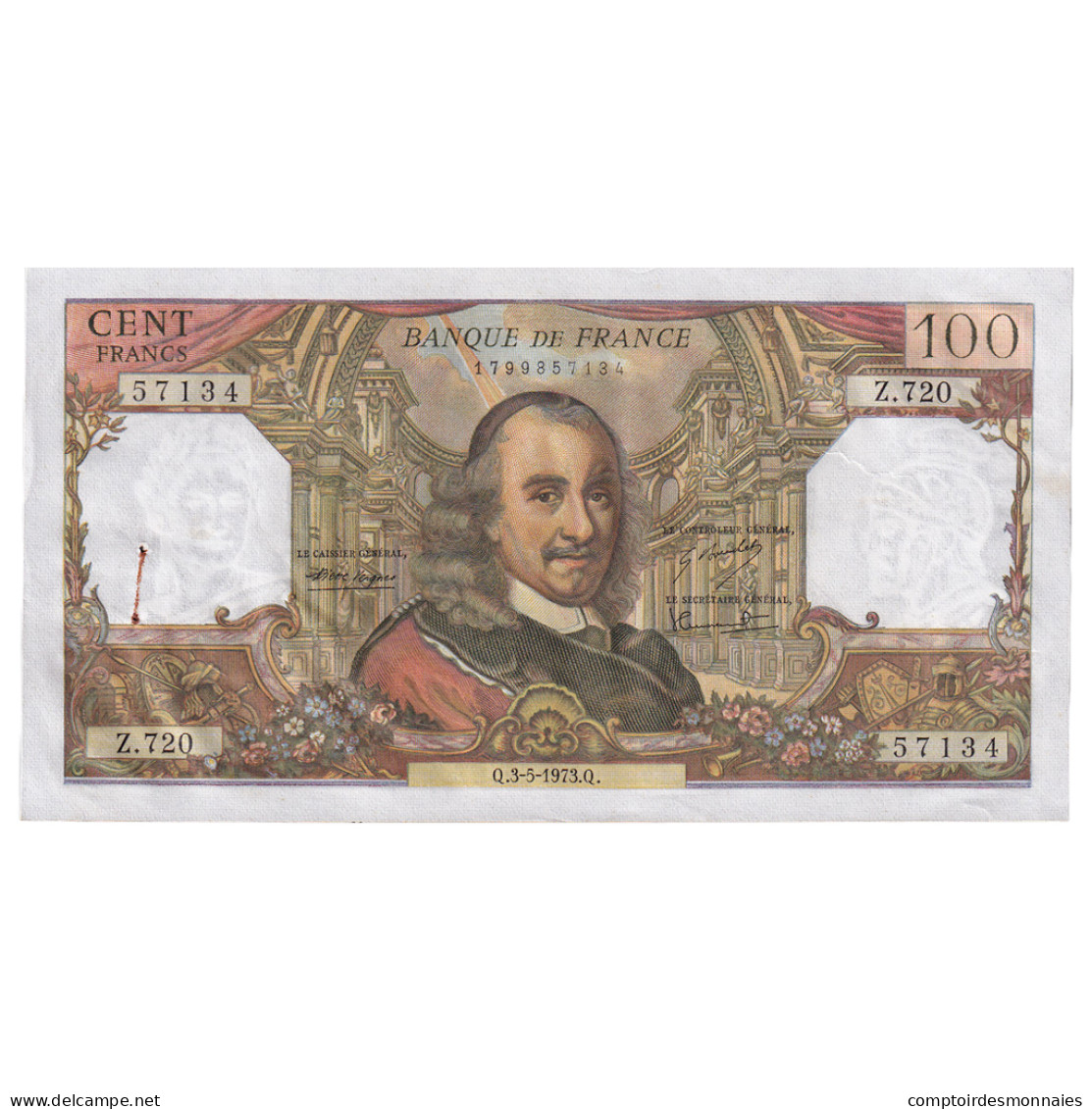 France, 100 Francs, Corneille, 1973, Z.720, TTB, Fayette:65.42, KM:149d - 100 F 1964-1979 ''Corneille''