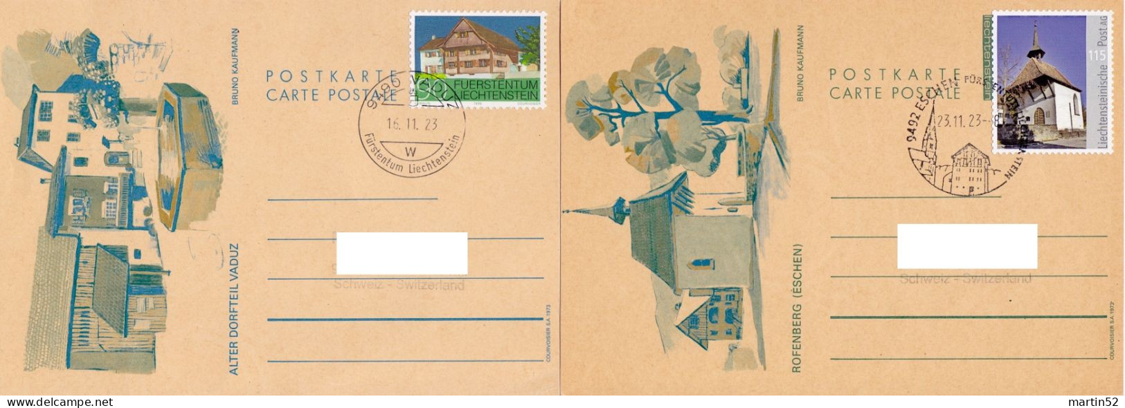 LIECHTENSTEIN 2023: Kapelle Rofenberg (115) Auf Passender Bild-PK ROFENBERG (ESCHEN) Mit Stempel ESCHEN 23.11.23 - Cartas & Documentos