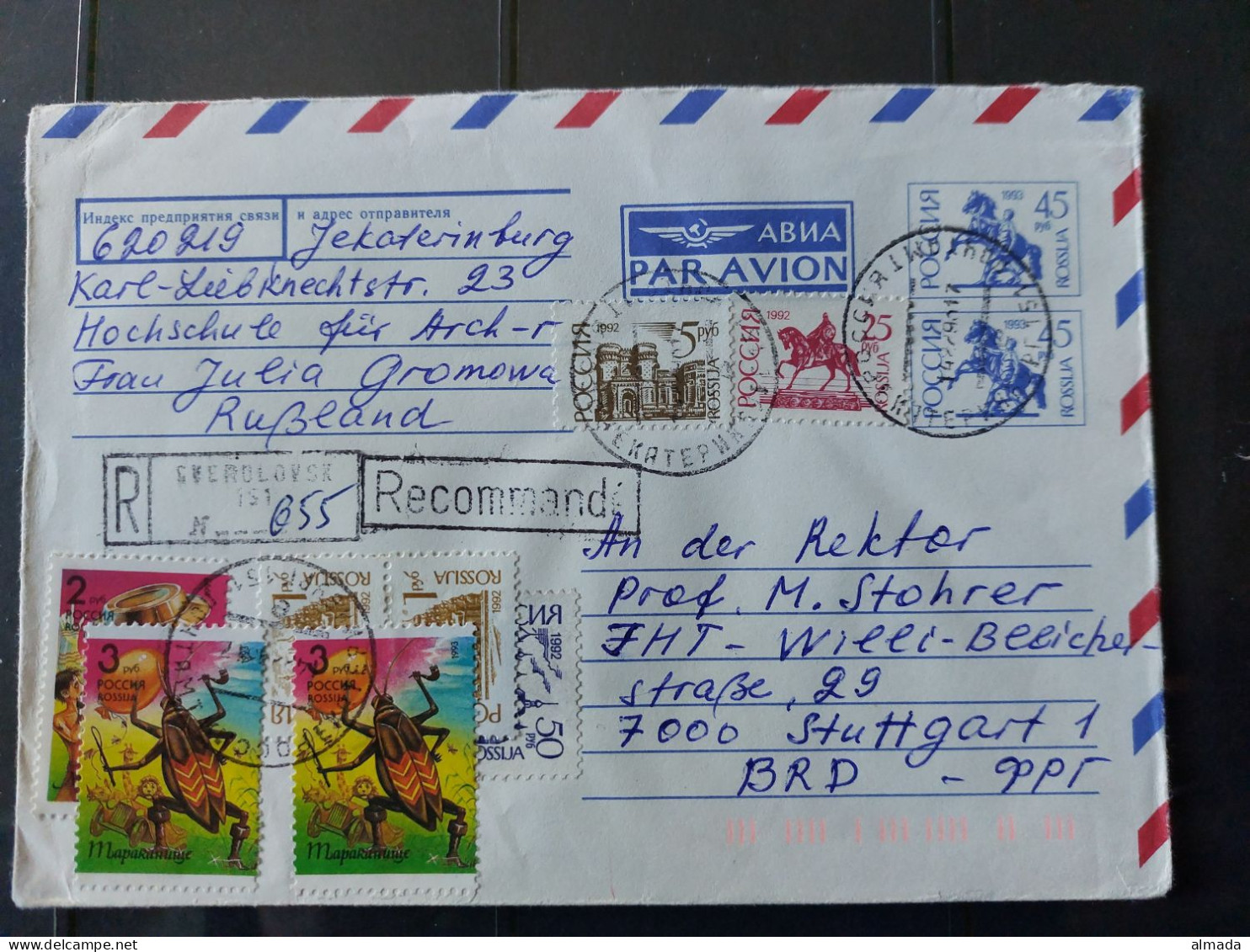 Russland, Russia Ca. 1993: Registered Letter From Jekaterinburg To Germany - Cartas & Documentos