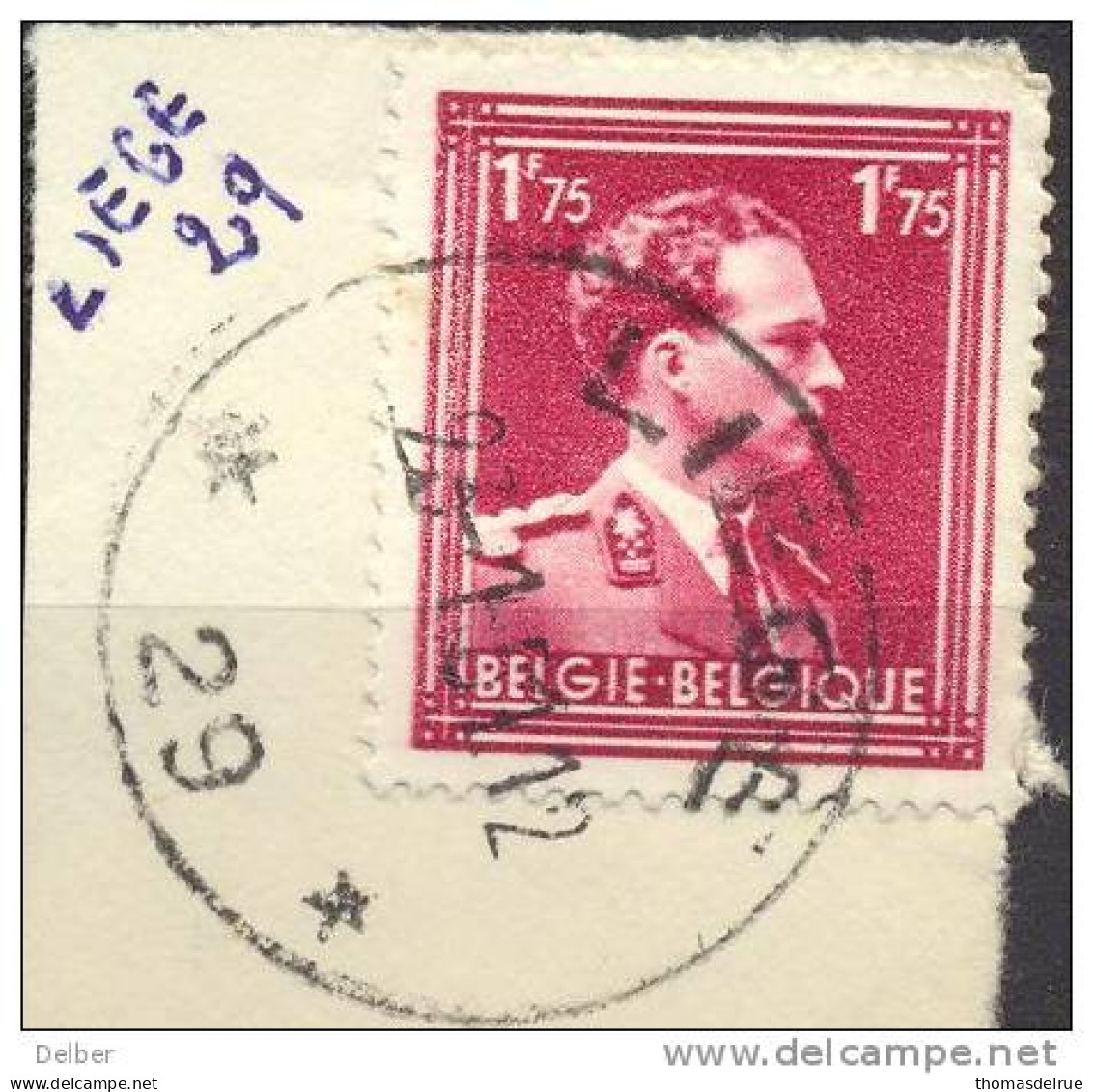 Qr878: N° 832: *29 *  LIEGE :sterstempel: Postagentschap: Coëff: F !!!) - 1936-1957 Collar Abierto