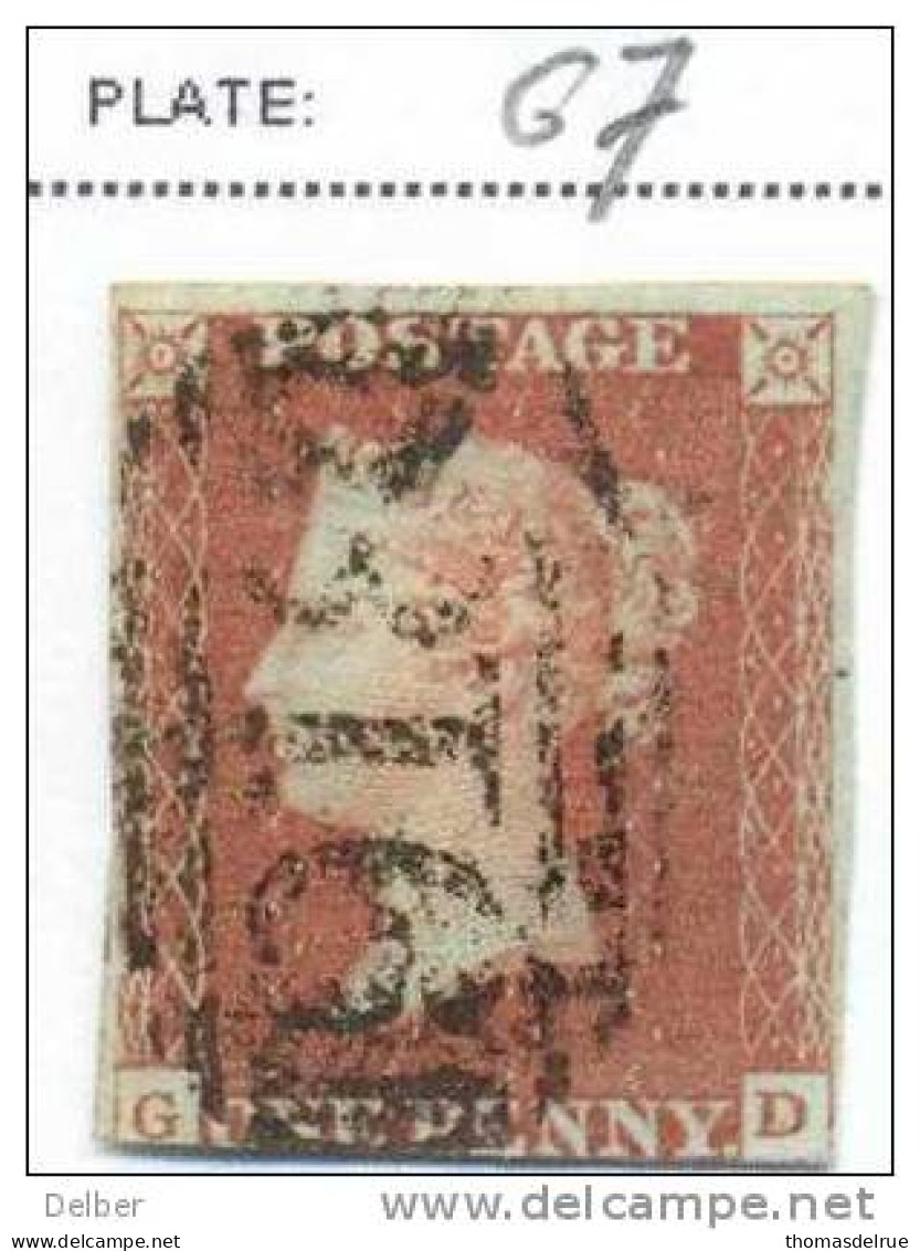 Ua376: Penny Red : Imperf. SG#8-12 : G__D   -  3 Margins : Plate  67 - Used Stamps
