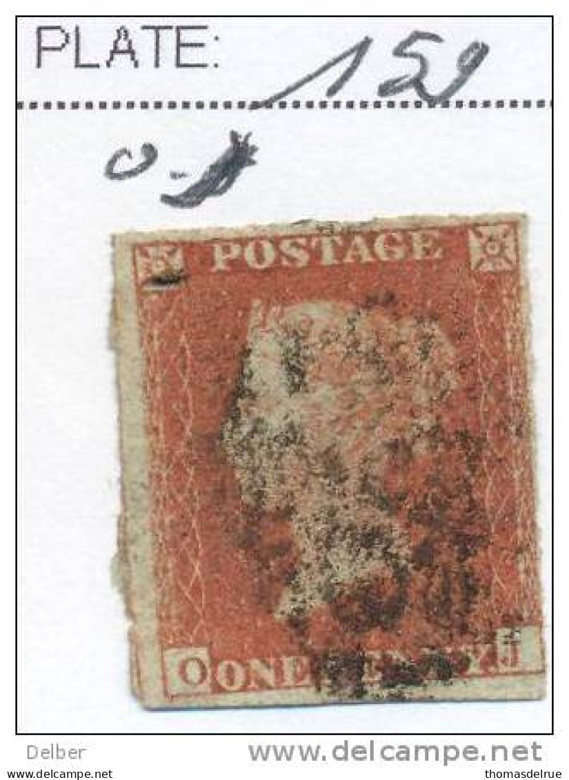 Ua382: Penny Red : Imperf. SG#8-12 : O__J   -  4 Margins : Plate 159 - Gebruikt