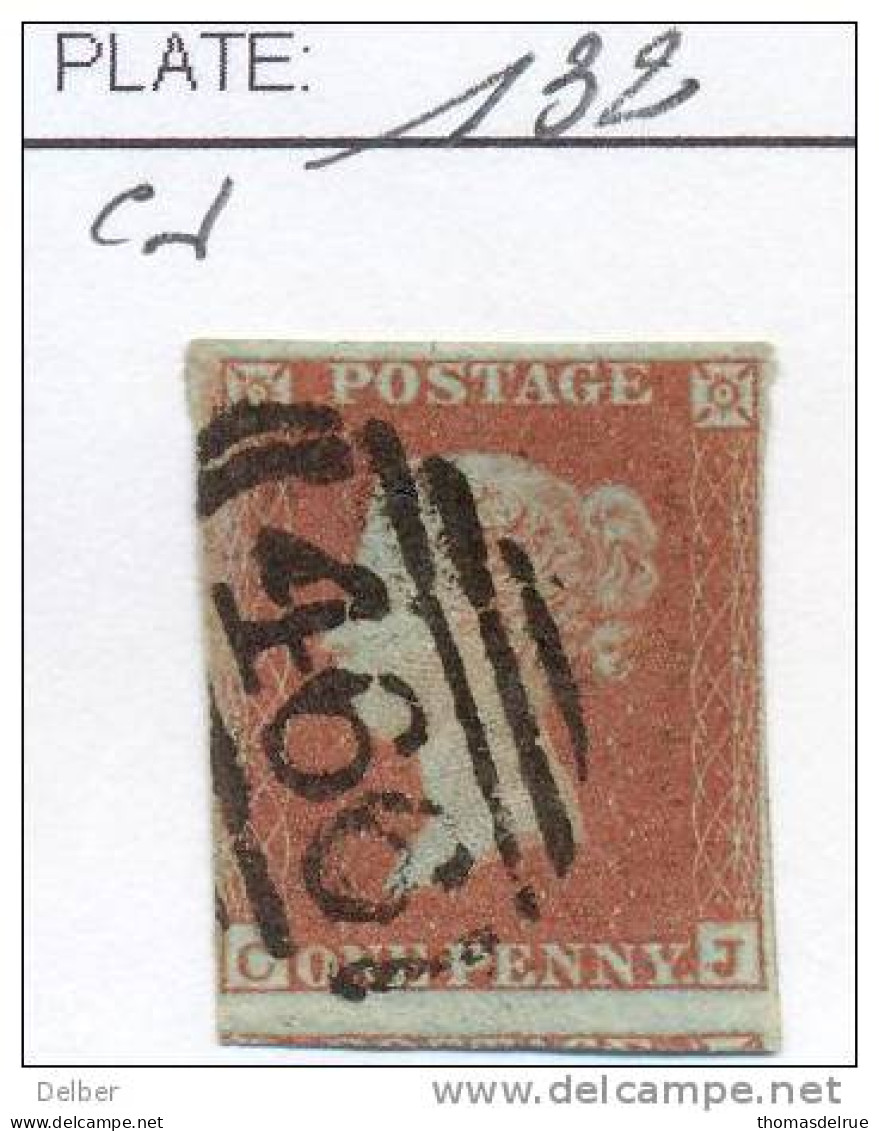 Ua383: Penny Red : Imperf. SG#8-12 : C__J   -  4 Margins : Plate 132 - Gebraucht