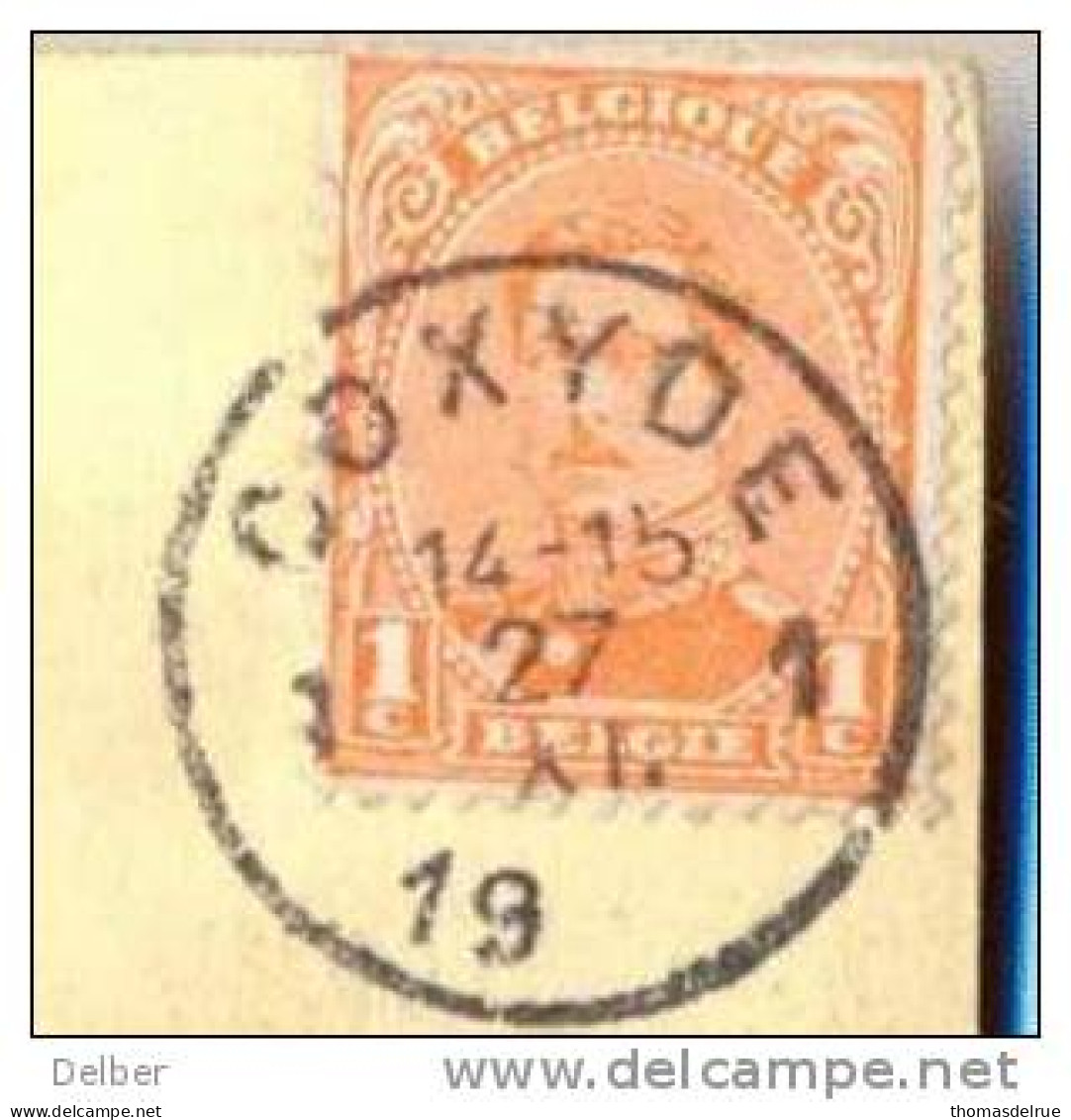 _Cc052:kaart: N°135: 1 COXYDE 1 14-15 27 XI. 19__ ( Onvolledig Jaar: Noodstempel) - Noodstempels (1919)