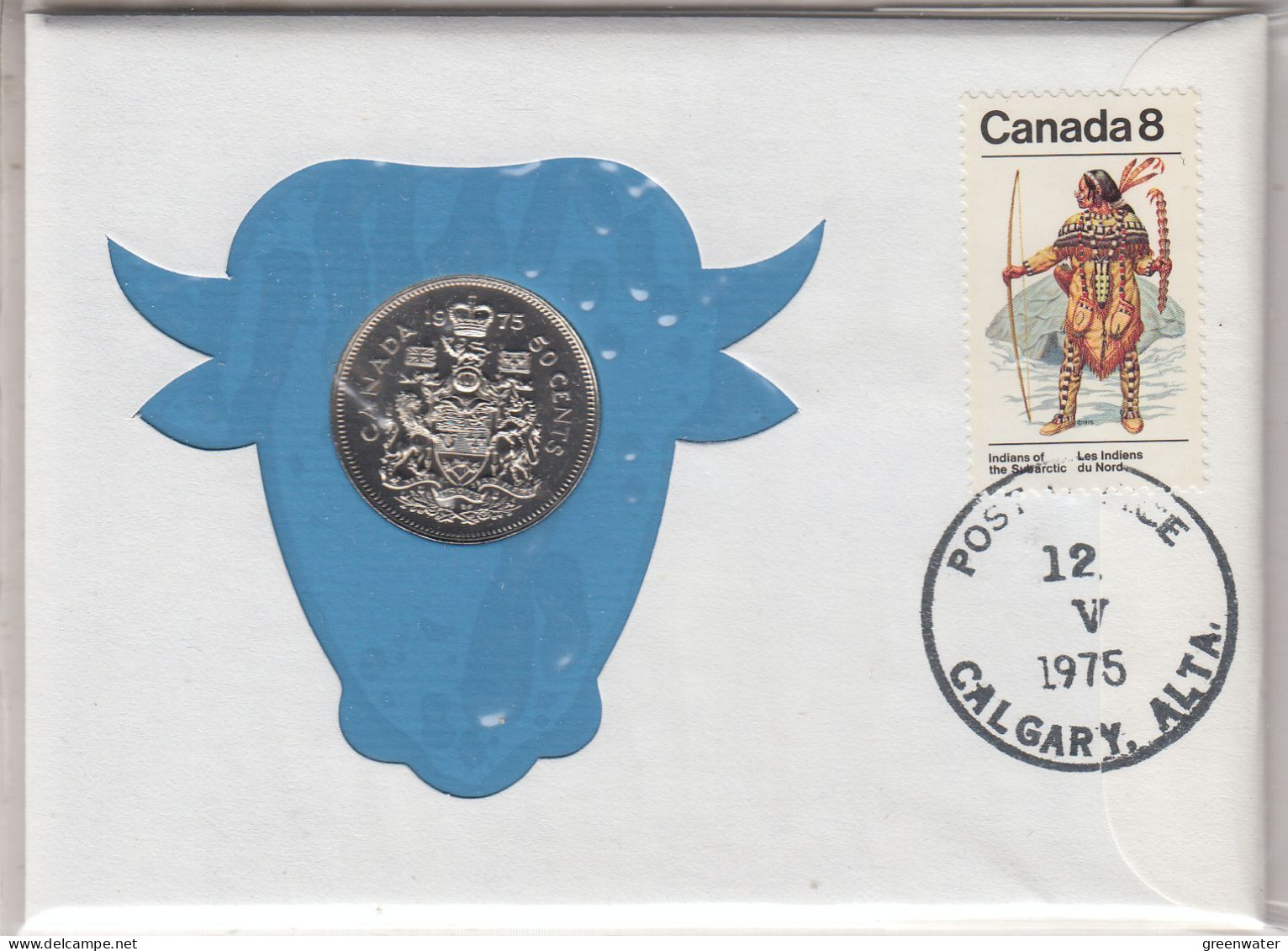 Canada Numisletter 50 Cent Coin Ca Calgary 12.V.1975 (CN152E) - Cartas & Documentos