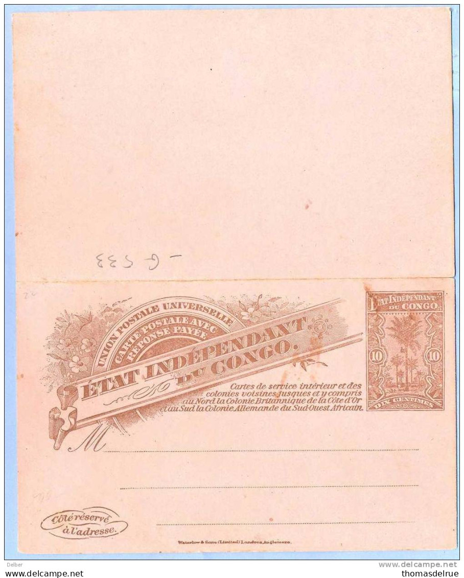 _G533: CARTE POSTALE AVEC REPONSE PAYEE  ( 4 Lijnen)... Iets Vervuild... - Stamped Stationery