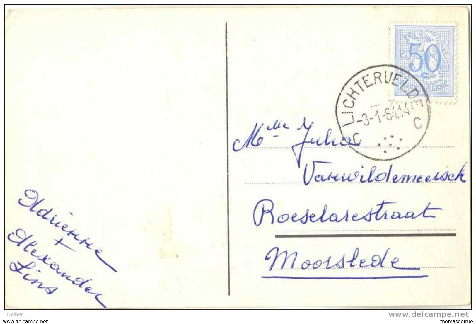 _G664: Fantasiekaart: N° 854: C_ LICHTERVELDE _C > Moorslede - 1951-1975 Lion Héraldique