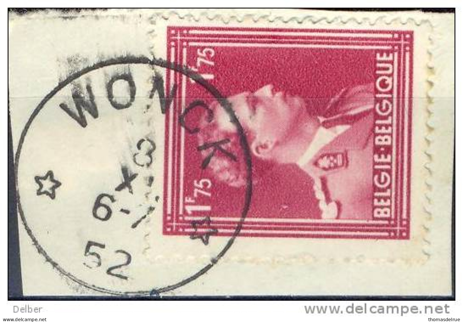 Qr792: N° 832:  * WONCK * : Sterstempel  / Fragment - 1936-1957 Collar Abierto
