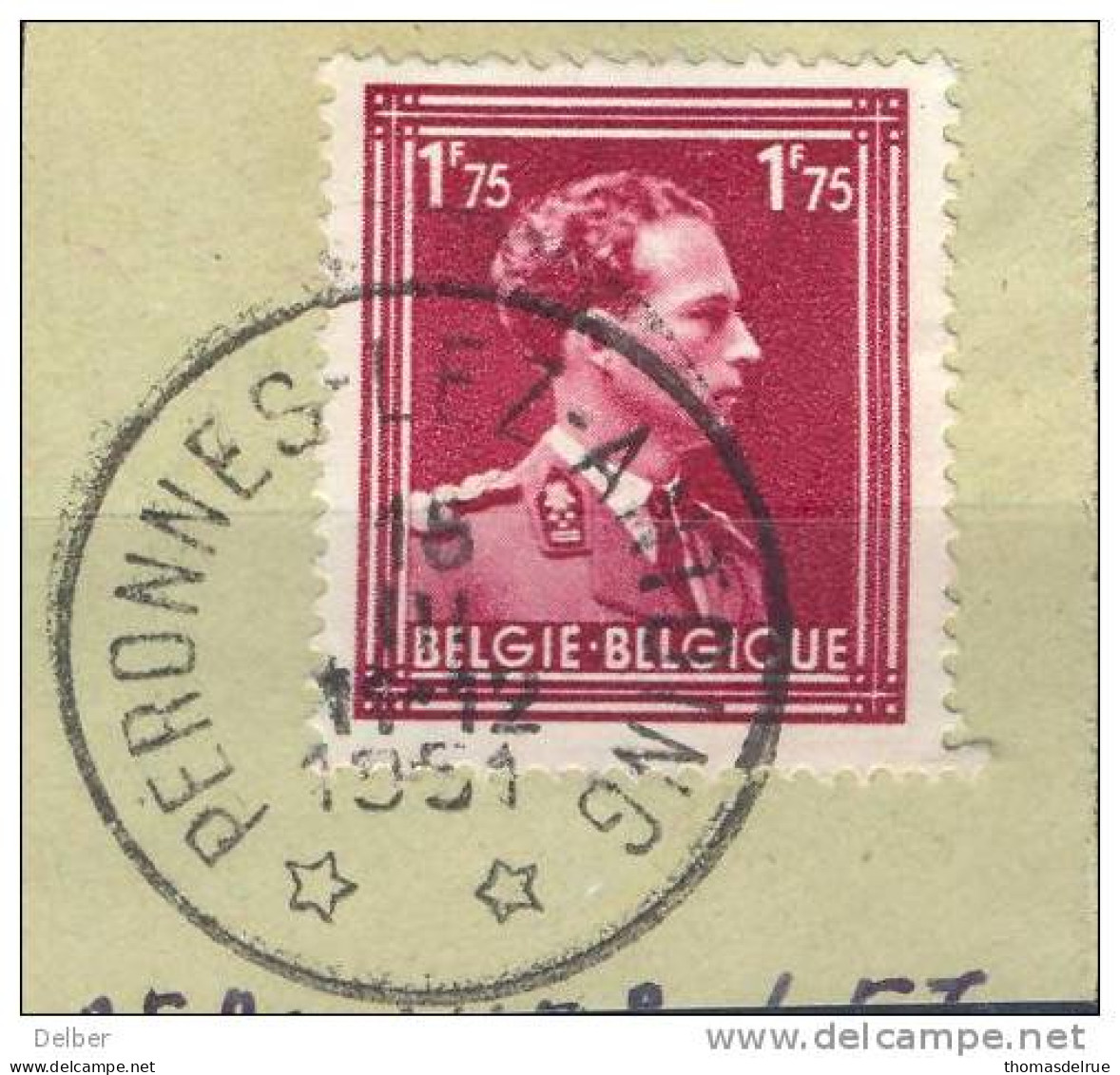 Qr802: N° 832:  * PERONNES-LEZ-ANTOING  *  : Sterstempel  / Fragment - 1936-1957 Collar Abierto