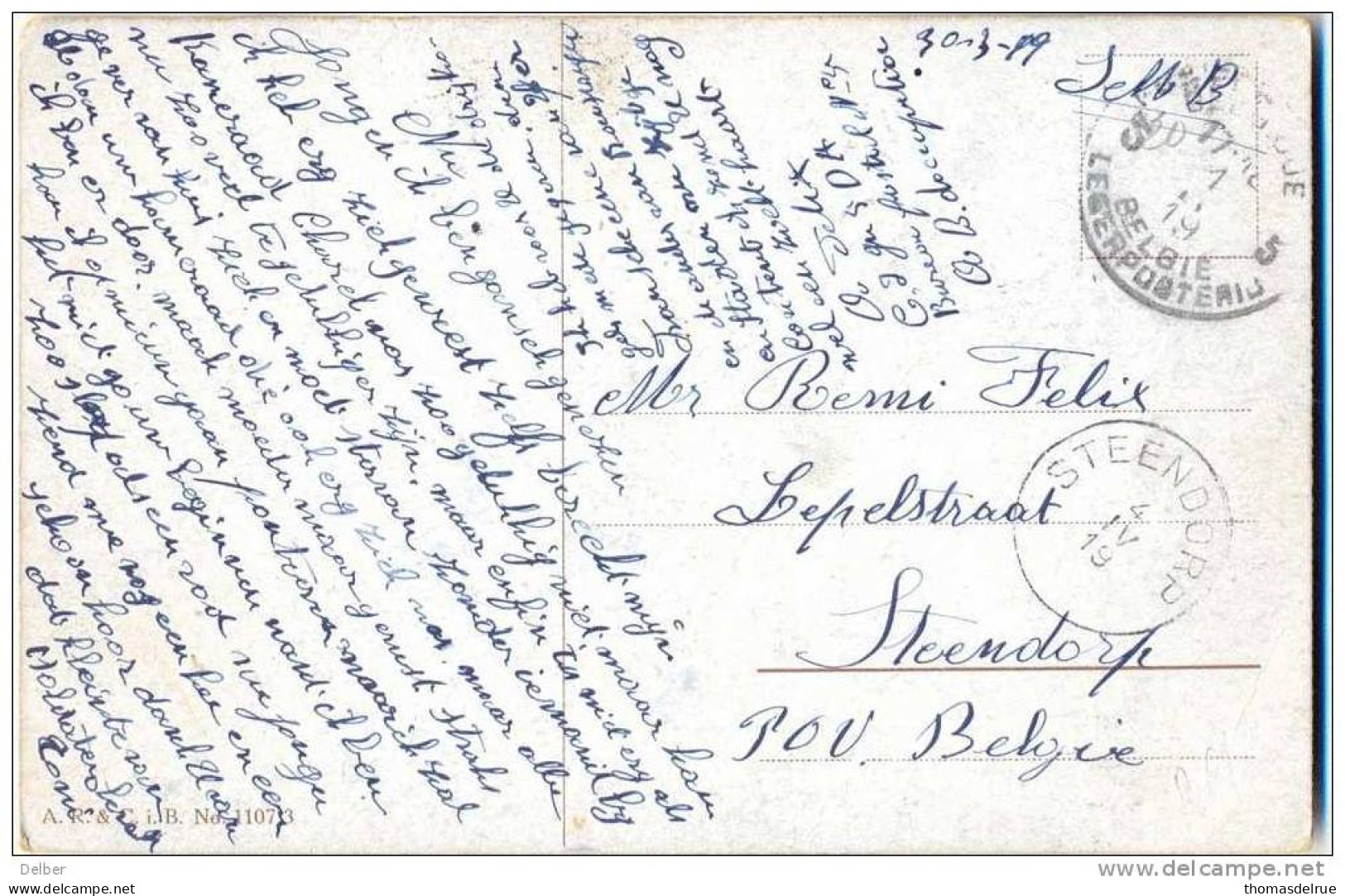 _G464: Fantasiekaart Als S.M. :5 PMB-BLP 5 > STEENDORP: Aankomst: NOODSTEMPEL : Gewijzigd Datummidden: 4 IV 19 - Foruna (1919)