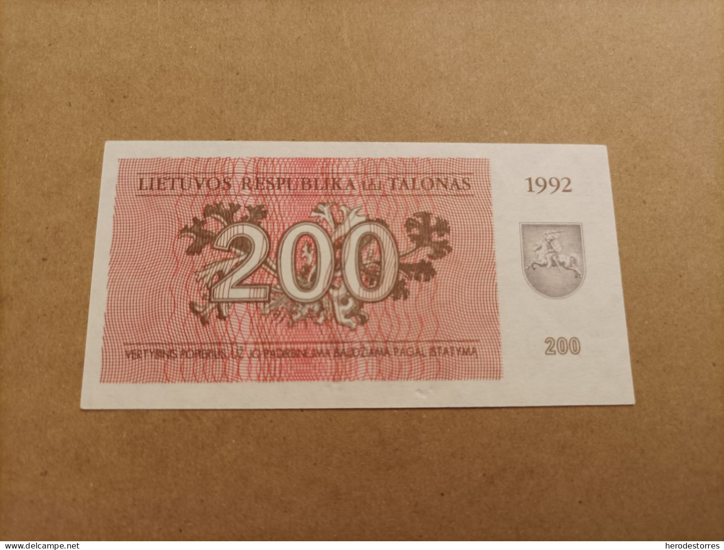 Billete De Lituania De 200 Talonas, Año 1992, UNC - Litouwen