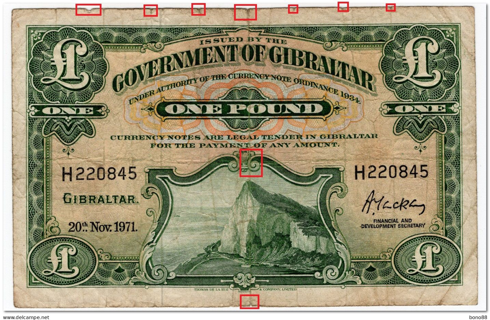 GIBRALTAR,1 POUND,1971,P.18b,FEW SMALL TEARS,FINE - Gibilterra