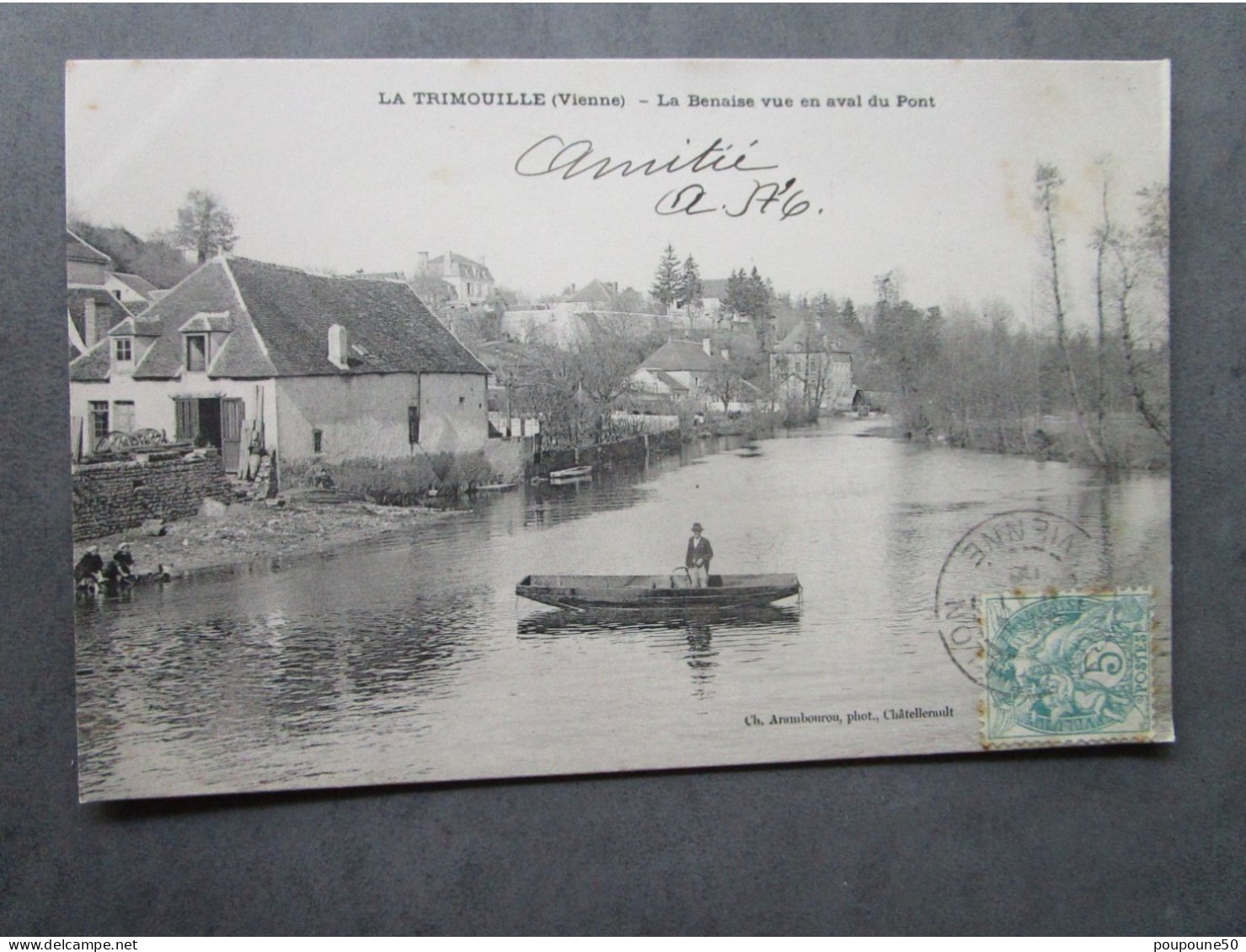 CPA 86 Vienne LA TRIMOUILLE  - La Benaise Vue En Aval Du Pont , Le Coin Des Lavandières Laveuses Timbré 1906 - La Trimouille