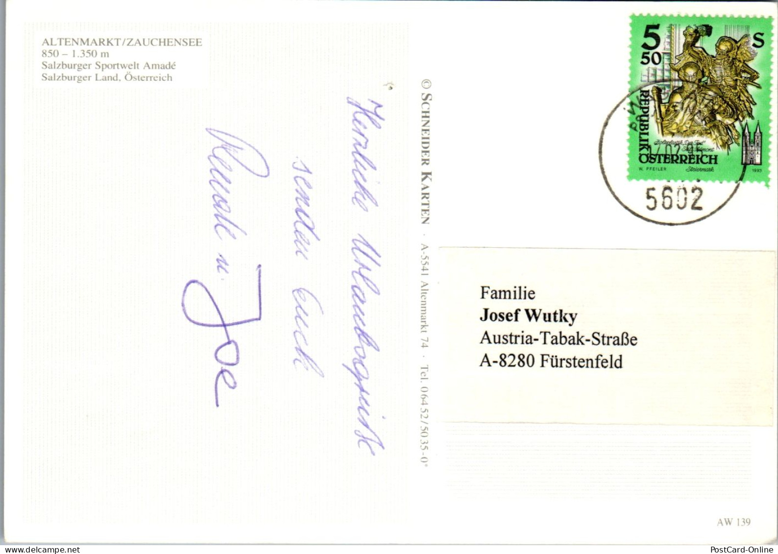46901 - Salzburg - Altenmarkt , Zauchensee , Mehrbildkarte - Gelaufen 1995 - Altenmarkt Im Pongau