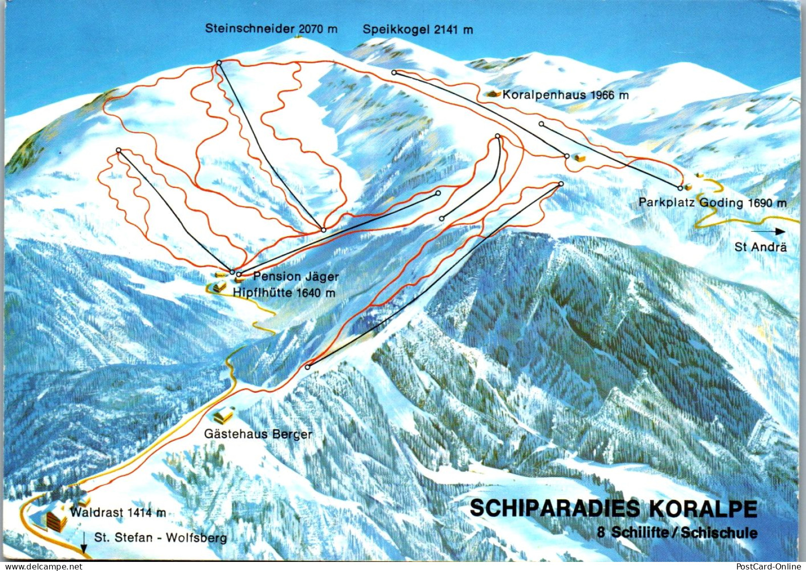 46890 - Kärnten - Koralpe , Ski , Pistenkarte , Pisten Verzeichnis - Nicht Gelaufen  - Wolfsberg