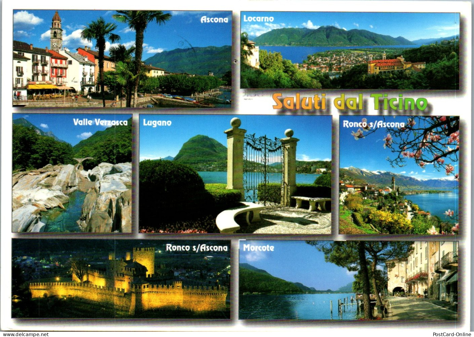 46862 - Schweiz - Ticino , Ascona , Valle Verzasca , Morcote , Ronco , Mehrbildkarte - Gelaufen 2012 - Ronco Sopra Ascona