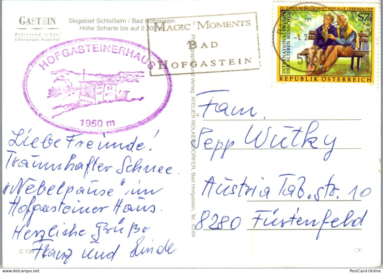 46834 - Salzburg - Bad Hofgastein , Schloßalm , Hohe Scharte , Mehrbildkarte - Gelaufen  - Bad Hofgastein