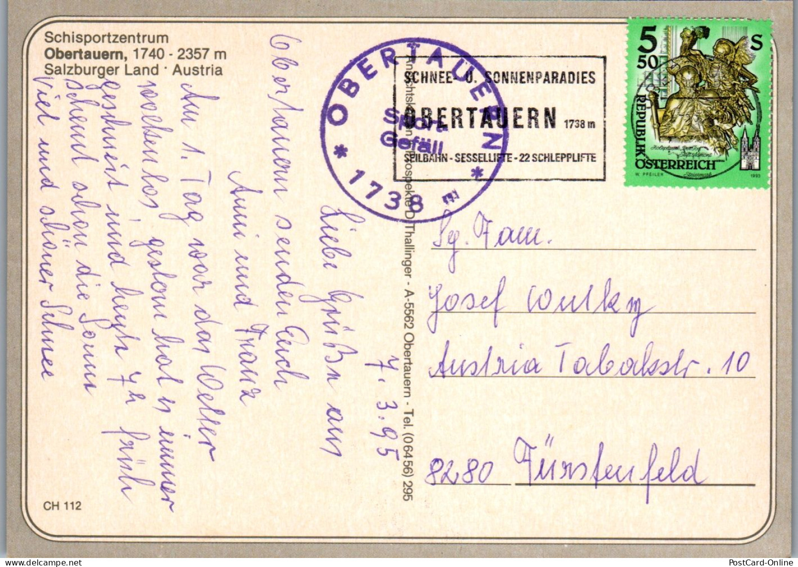 46817 - Salzburg - Obertauern , Skisportzentrum , Salzburger Land - Gelaufen 1995 - Obertauern