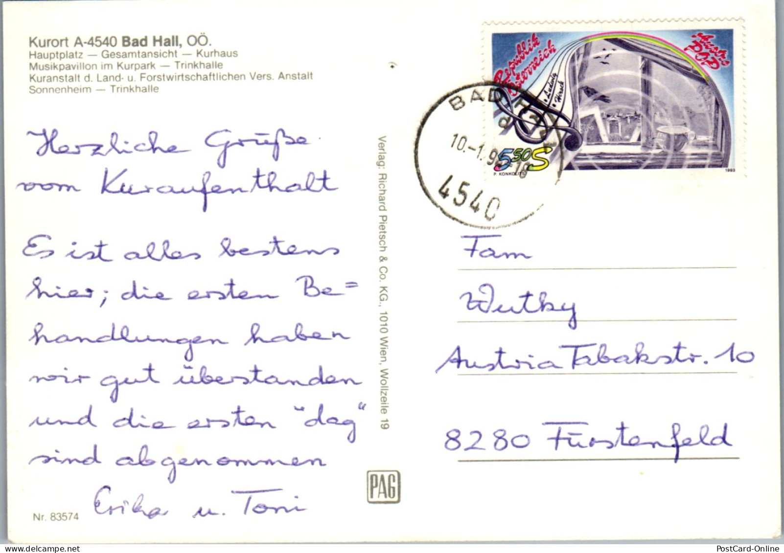 46763 - Oberösterreich - Bad Hall , Jod Brom Solebad , Hauptplatz , Mehrbildkarte - Gelaufen 1994 - Bad Hall