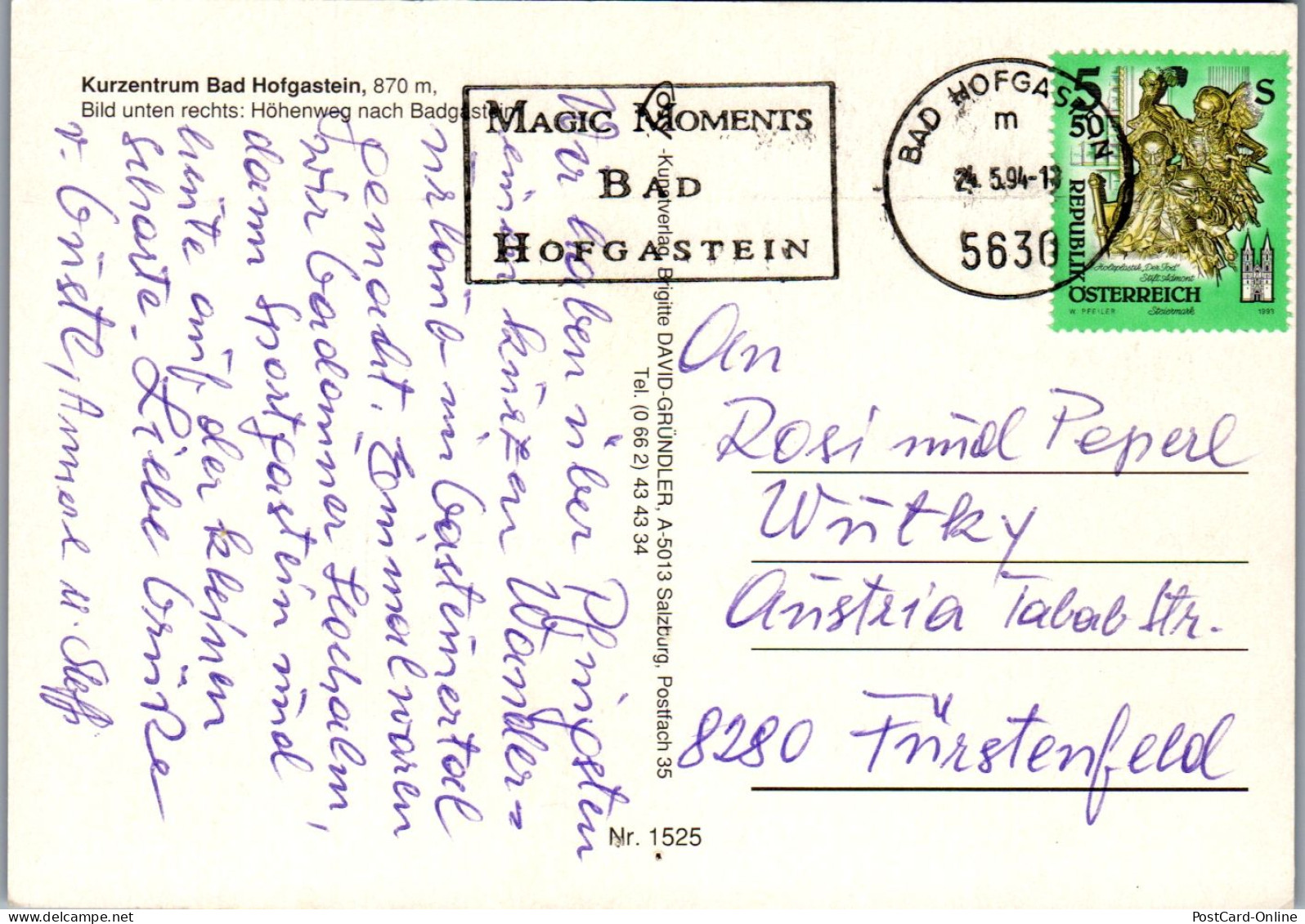 46761 - Salzburg - Bad Hofgastein , Kleine Scharte , Höhenweg , Mehrbildkarte - Gelaufen 1994 - Bad Hofgastein