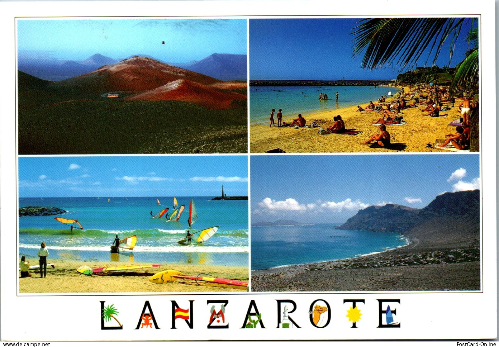 46661 - Spanien - Lanzarote , Montana De Fuego , Playa Blanca , Costa Teguise Y Famara , Mehrbildkarte - Gelaufen 1997 - Lanzarote