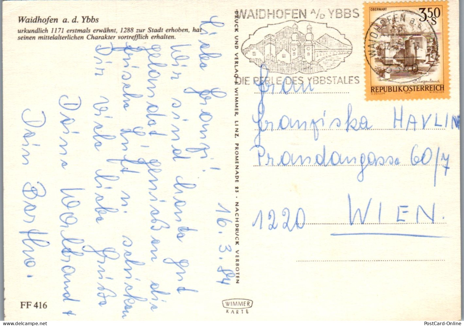 47065 - Niederösterreich - Waidhofen An Der Ybbs , Panorama - Gelaufen 1984 - Waidhofen An Der Ybbs
