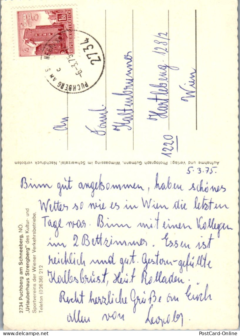 47055 - Niederösterreich - Puchberg Am Schneeberg , Urlaubshaus Strengberg - Gelaufen 1975 - Schneeberggebiet