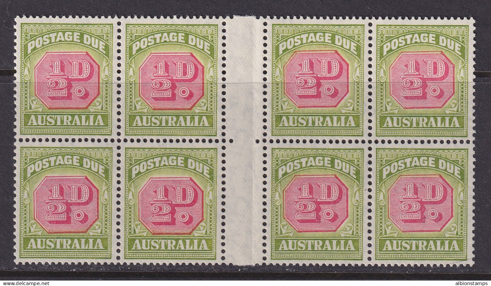 Australia, Scott J71 (SG D112), MNH Gutter Block Of Eight - Impuestos