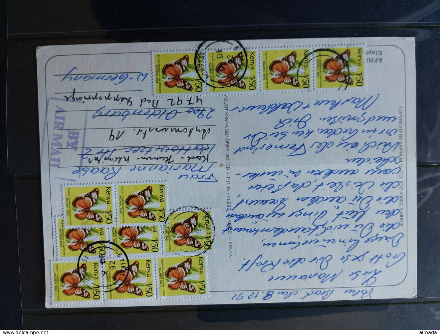 Kenia 1992: Post Card With 12x 1/50 Sh. To Germany - Kenya (1963-...)