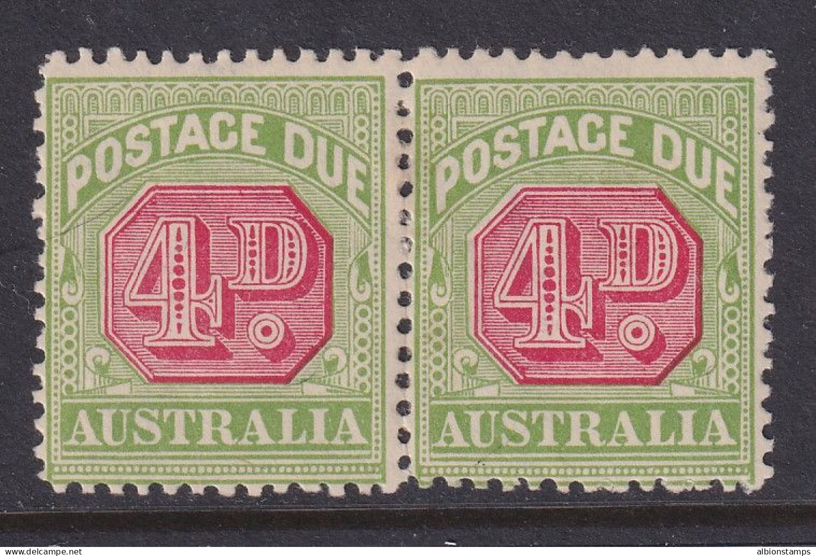 Australia, Scott J43 (SG D67), OG Pair (disturbed Gum) - Strafport