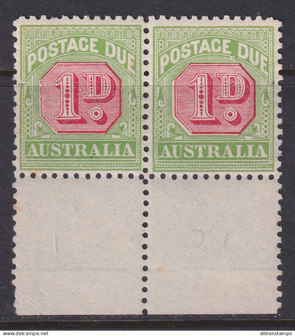 Australia, SG D78a, MNH Pair (single Toned Perf), Watermark Sideways - Impuestos