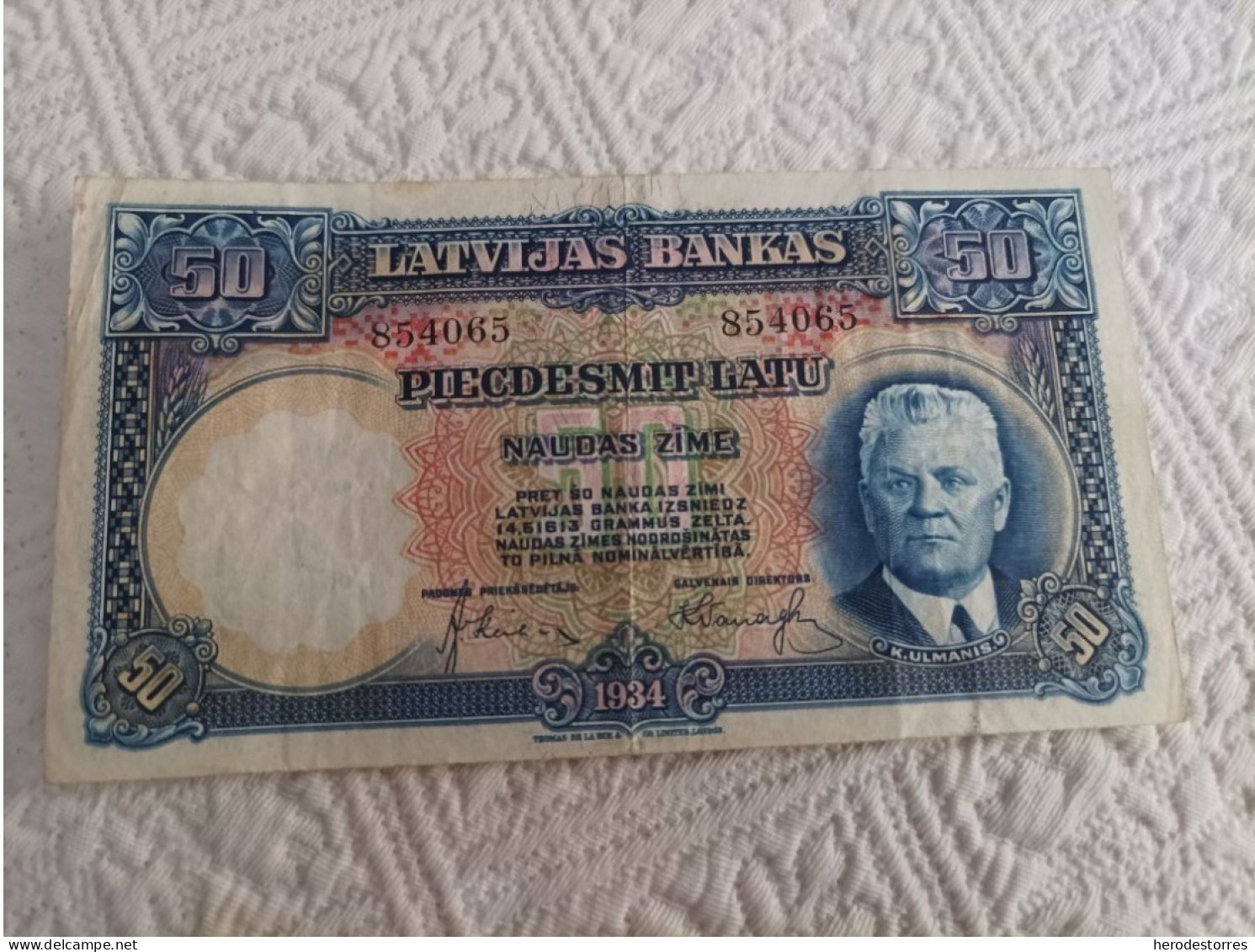 Billete De Letonia De 50 Latu, Año 1934, Sehr Scarce - Latvia