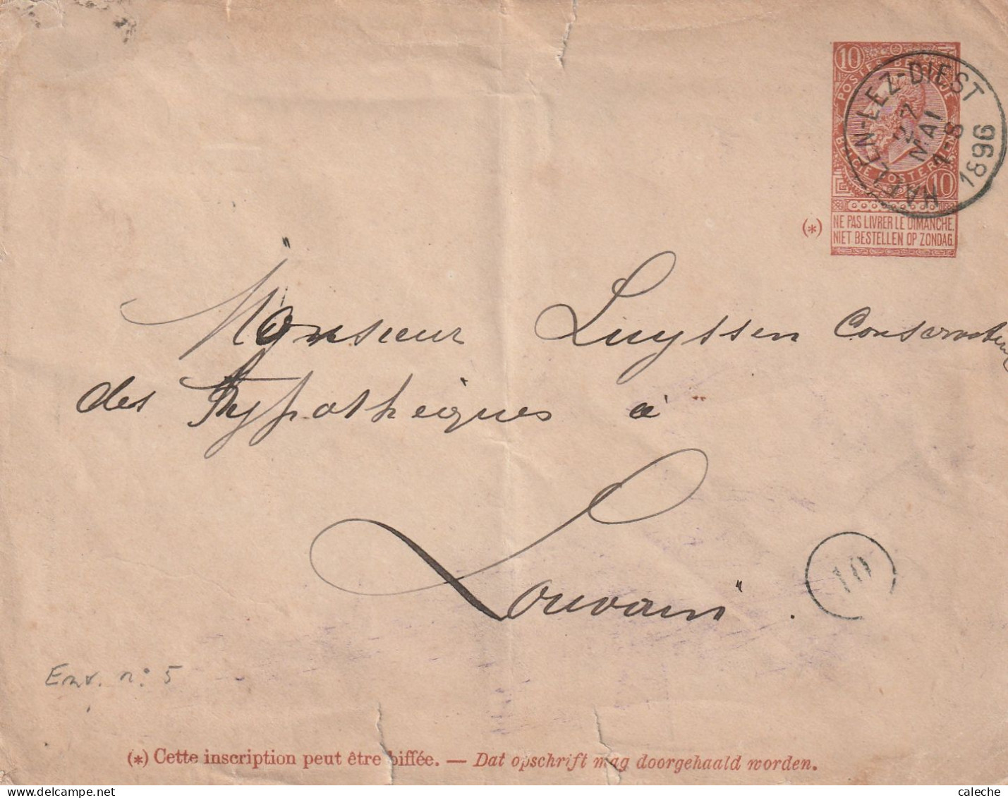 E;L. N° 5 - Belle Frappe Haelen-Lez-Diest 1896 ./ Petites Céchirures Ds L'enveloppe - Briefumschläge