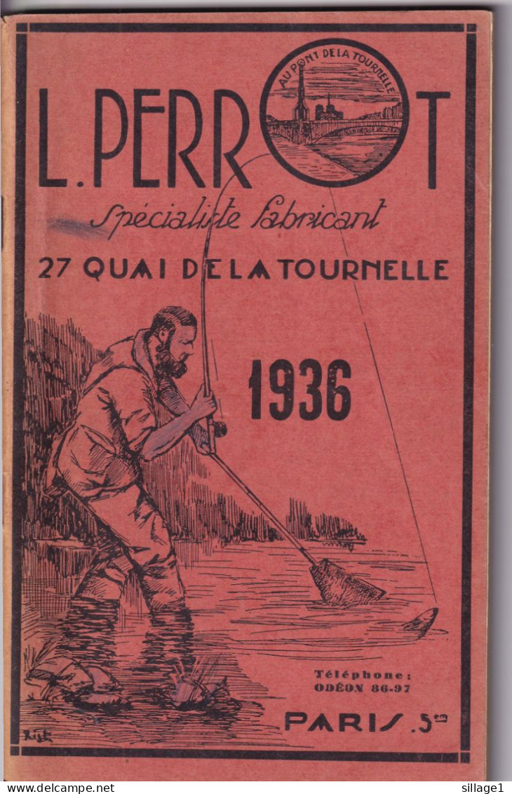 Pêche  Cannes épuisettes Lignes PARIS 5e Au Pont De La Tournelle L.Perrot Spécialité Fabricant 27 Quai De La Tournelle - Caccia/Pesca