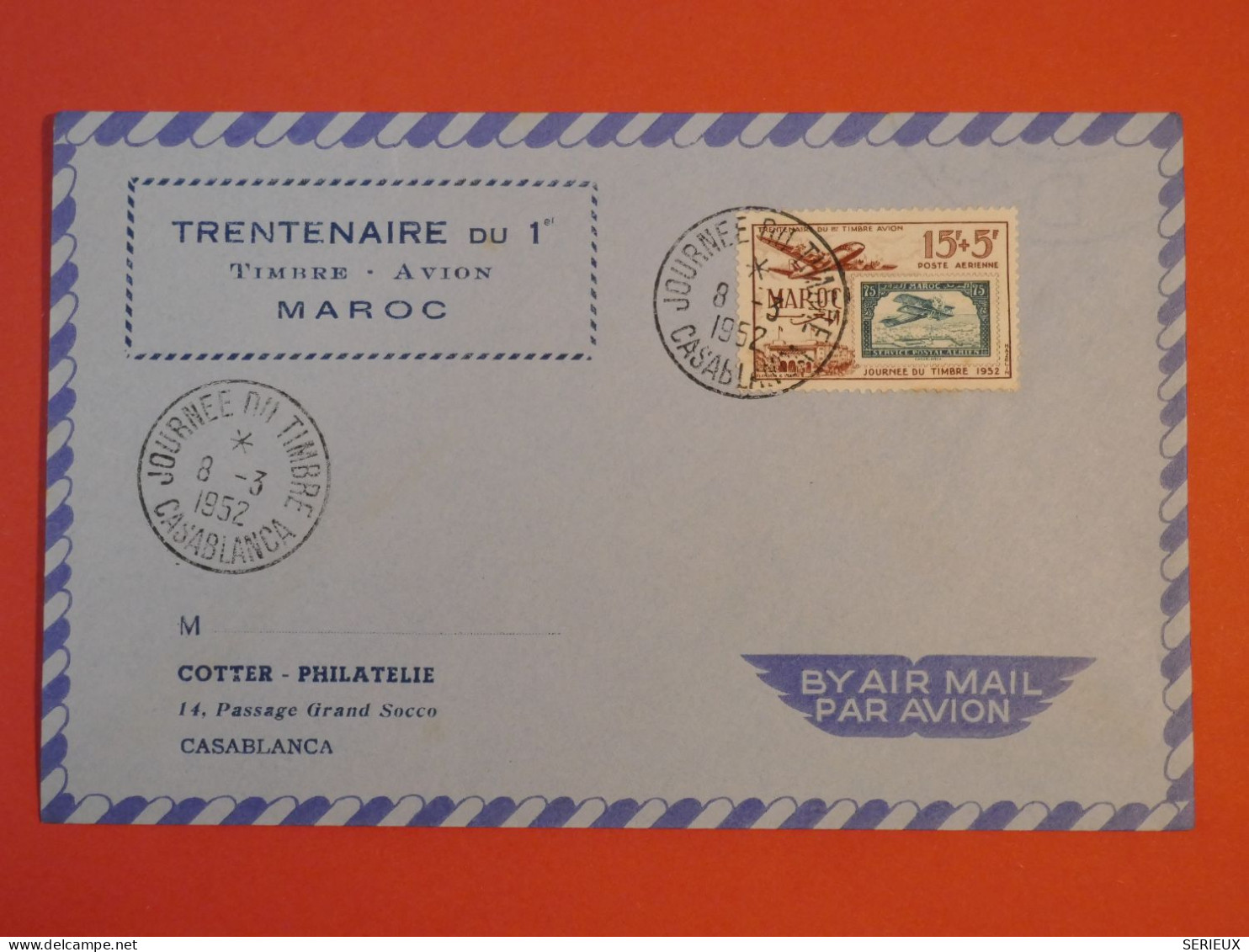 N32 MAROC   BELLE LETTRE JOURNEE TIMBRE   1952  CASABLANCA +N°84 +AFF. INTERESSANT+++ - Storia Postale