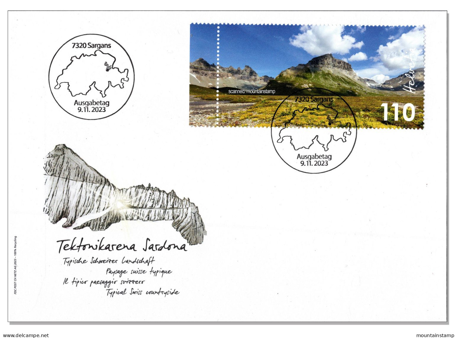 Switzerland  2023 (G23) UNESCO Tektonikarena Sardona Tschingelhörner Mountains Berge Montagnes Montagne FDC - Lettres & Documents