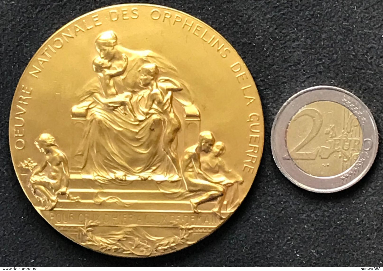 Superbe Bronze Doré Oeuvre Nationale Des Orphelins De La Guerre (Paul Dubois, Fonson & Cie) - Andere & Zonder Classificatie