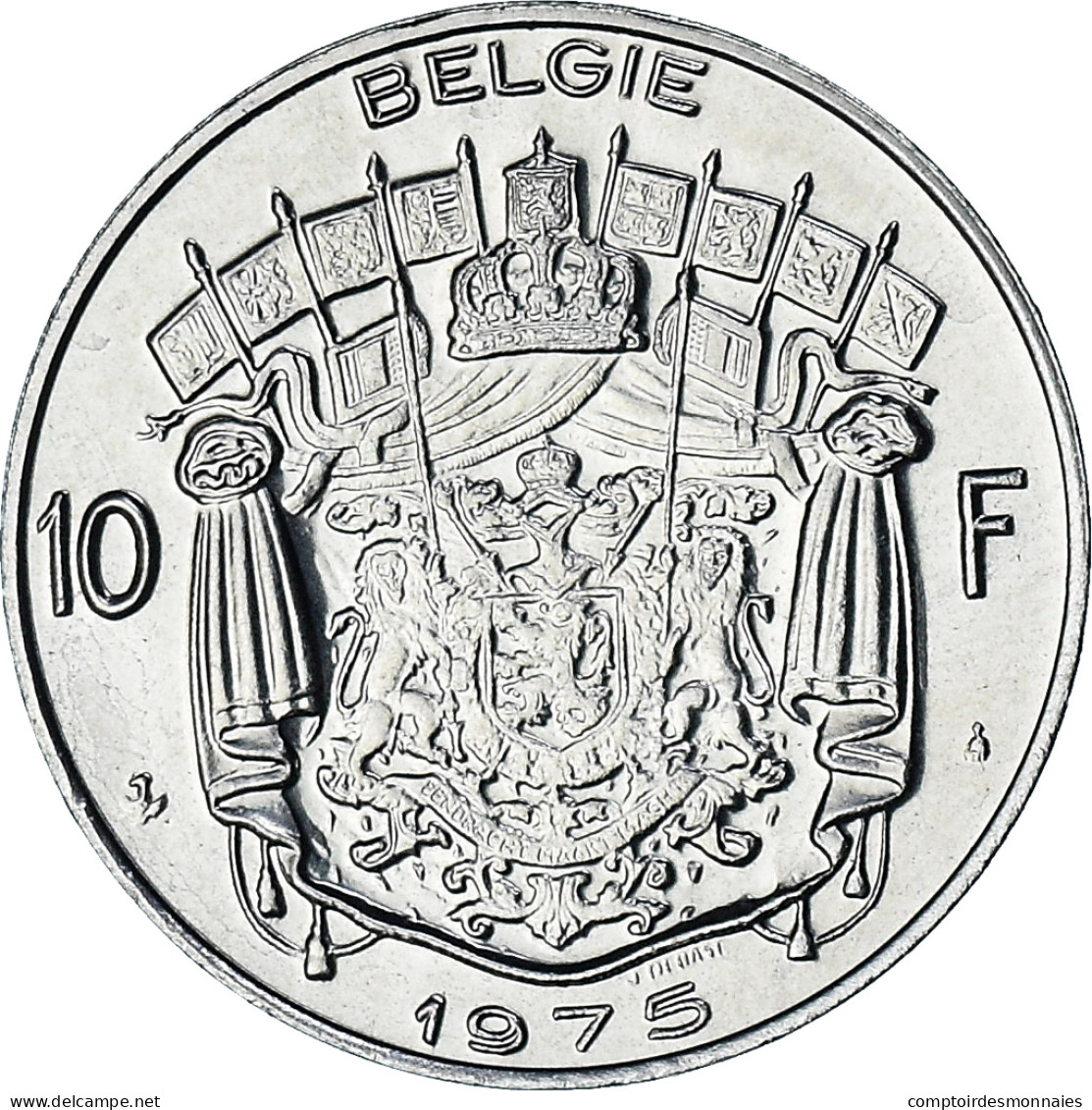 Belgique, Baudouin I, 10 Francs, 10 Frank, 1975, FDC, Nickel, KM:156.1 - 10 Francs