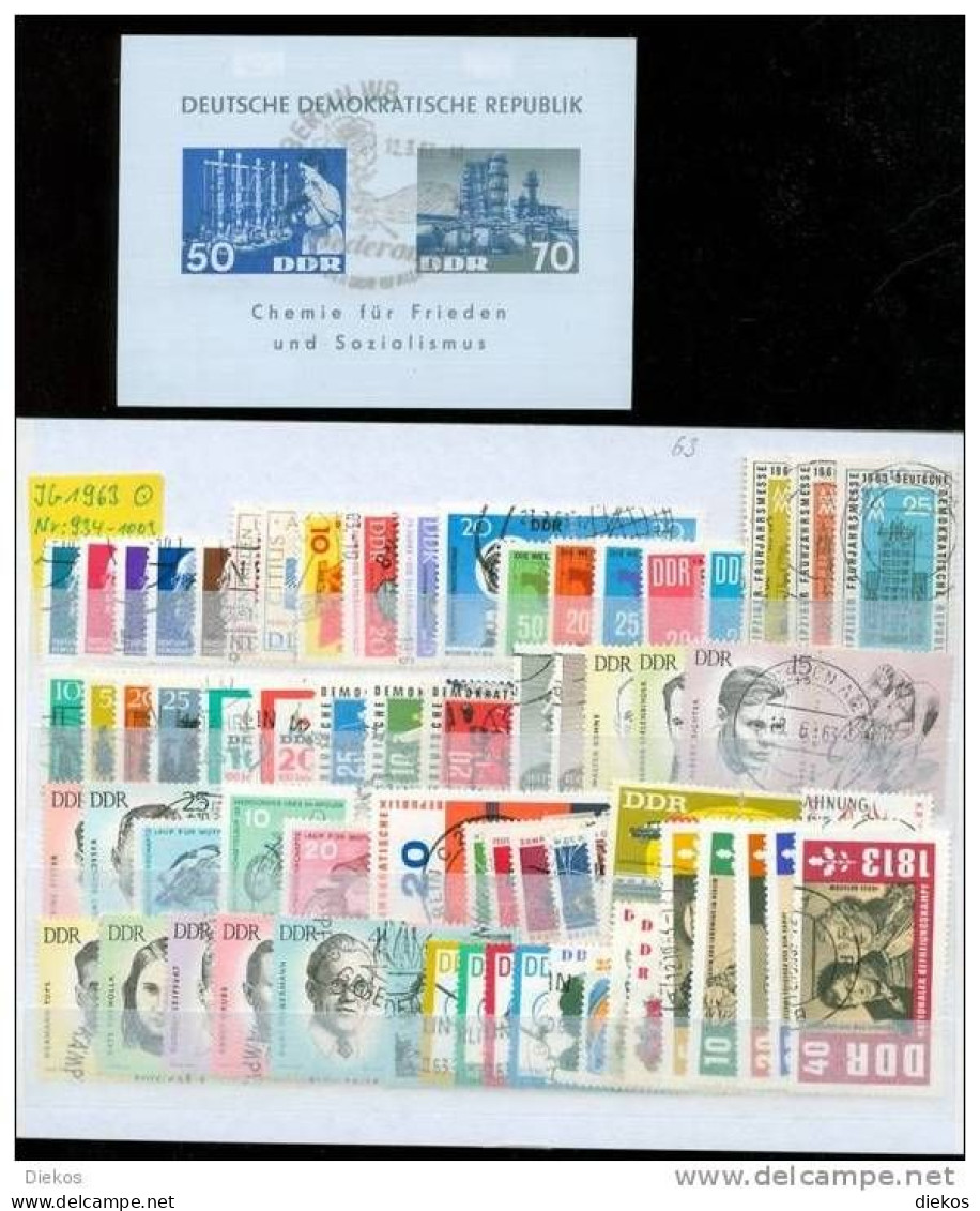 Kompletter Jahrgang DDR 1963 Gestempelt , Complete Year Set, Used Obliteré #L410 - Colecciones Anuales