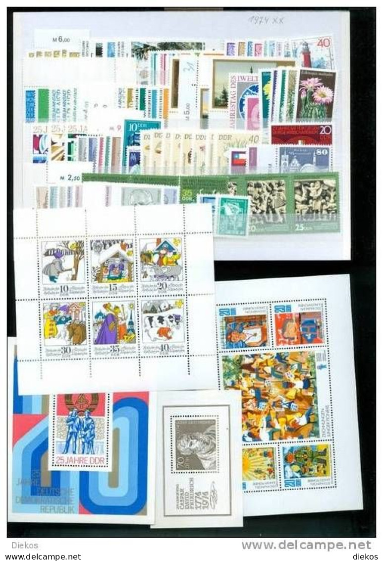 Kompletter Jahrgang DDR 1974 Postfrisch, Complete Year Set, MNH  ** #L405 - Collections Annuelles