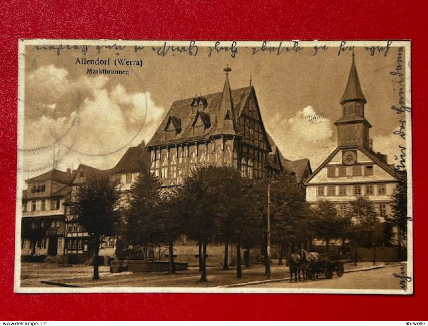 AK Allendorf Werra Bad Sooden Marktbrunnen Pferdekutsche 1930 Sonderstempel - Bad Sooden-Allendorf