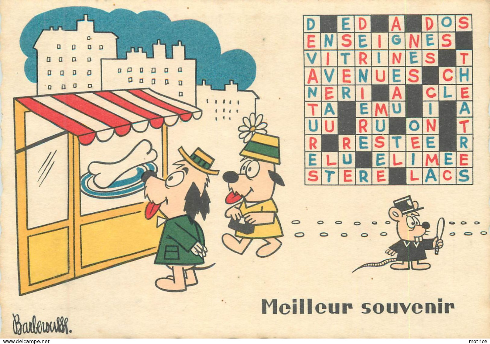 BARBEROUSSE  (illustrateur) - Lot De Neuf  Cartes Mots Croisés (Humour-Service à Sartrouville). - Barberousse