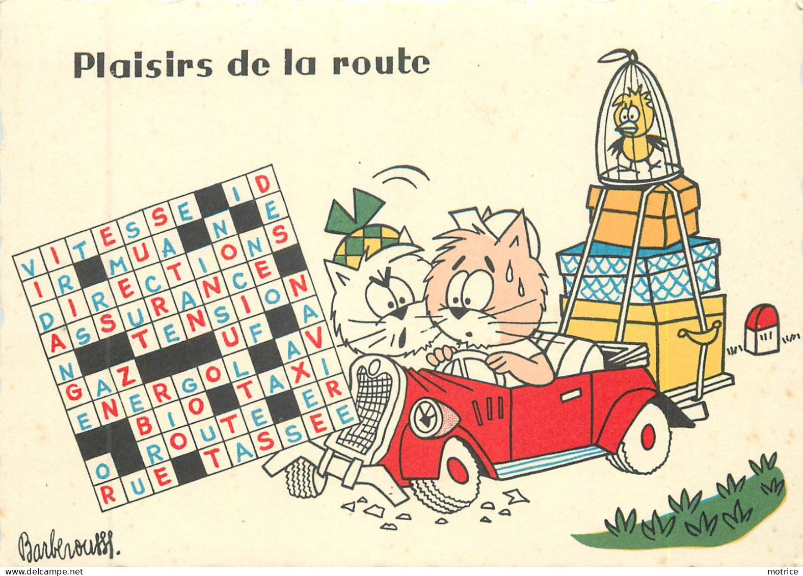 BARBEROUSSE  (illustrateur) - lot de neuf  cartes Mots croisés (Humour-Service à Sartrouville).