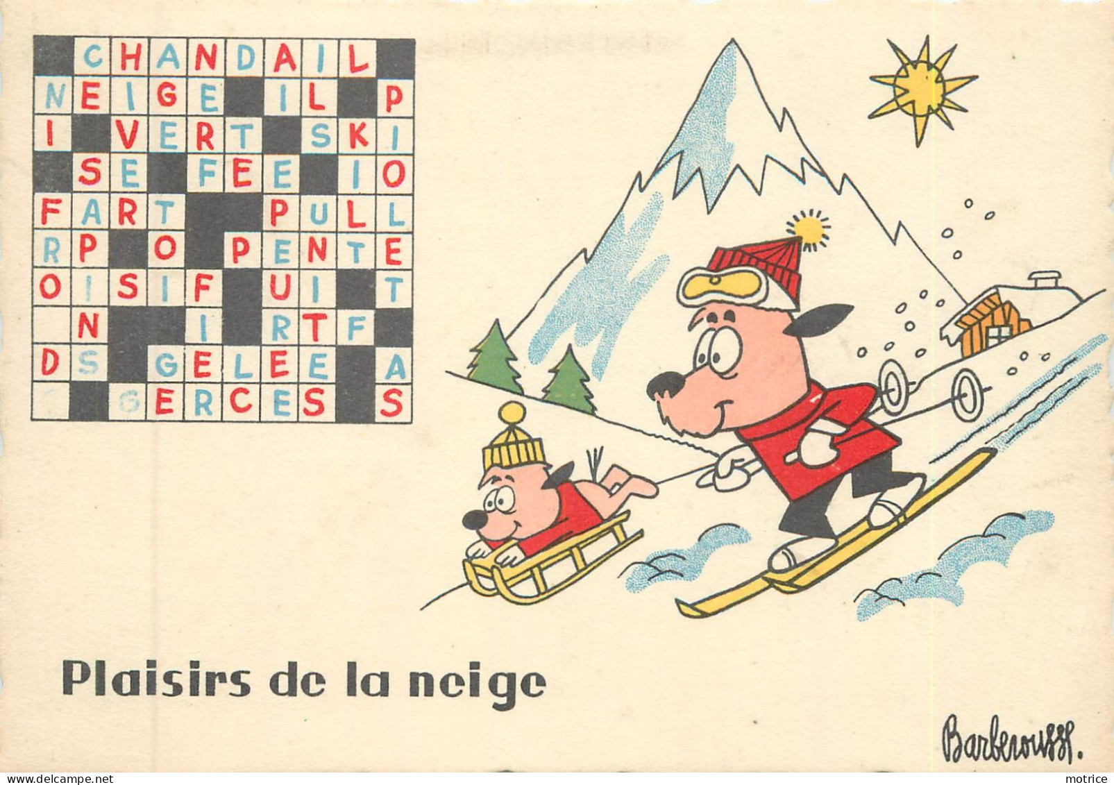 BARBEROUSSE  (illustrateur) - lot de neuf  cartes Mots croisés (Humour-Service à Sartrouville).