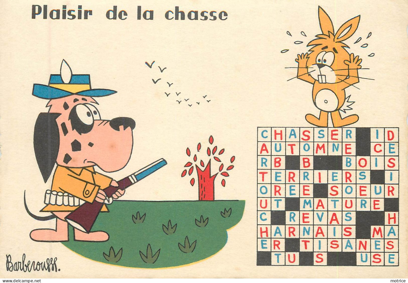 BARBEROUSSE  (illustrateur) - lot de neuf  cartes Mots croisés (Humour-Service à Sartrouville).