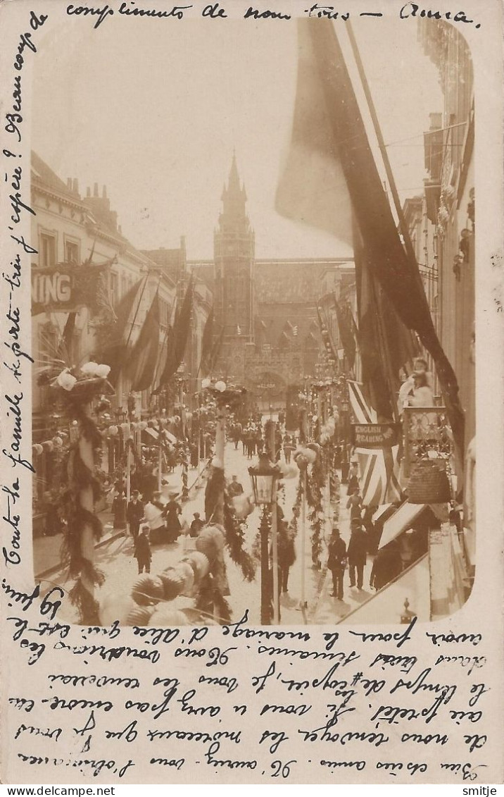 BRUGGE 1906 FOTOKAART FEEST KERK OF RAADHUIS - NAAR SLUIS L'ECLUSE ZEELAND - Brugge